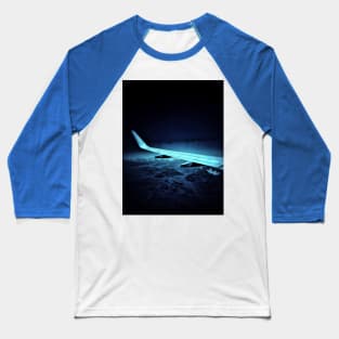 Blue Dark Sky Plane Flight Baseball T-Shirt